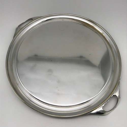 Round Antique `Argentor` Silver-Plated Tray