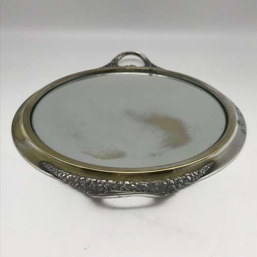 Round Antique `Argentor` Silver-Plated Tray