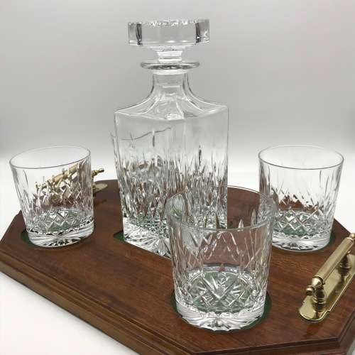 Elegant Crystal `Whisky Decanter and Glasses` with Tray