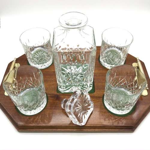 Elegant Crystal `Whisky Decanter and Glasses` with Tray