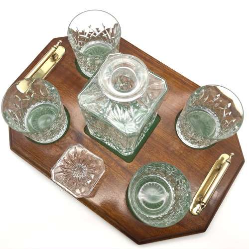 Elegant Crystal `Whisky Decanter and Glasses` with Tray