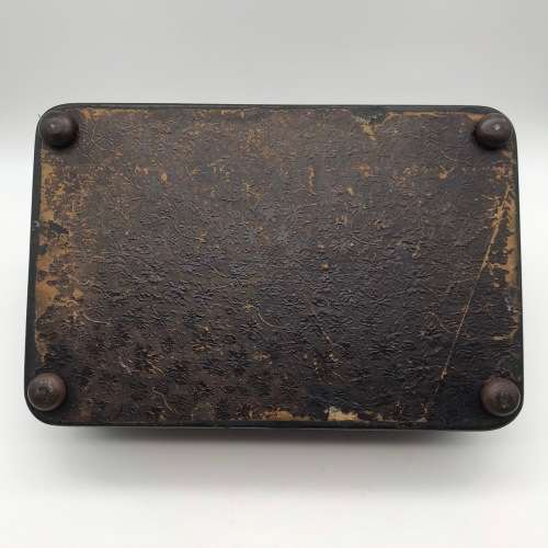 Vintage Wooden and Brass Double Ink Stand with Draw