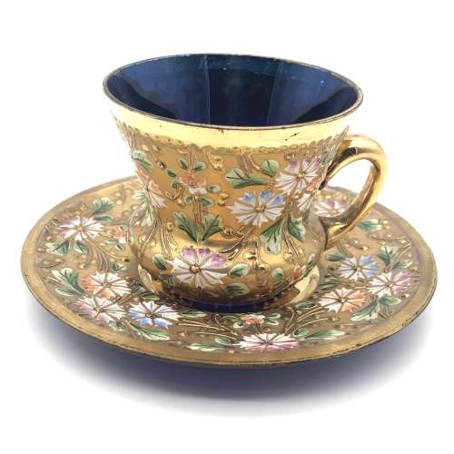 Lovely `Venetian Gilt & Enamel` Cups & Saucers