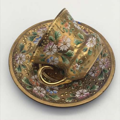 Lovely `Venetian Gilt & Enamel` Cups & Saucers