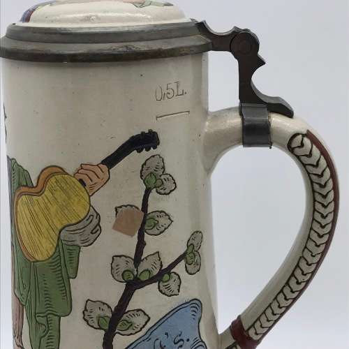 Antique German Musical Beer Stein Mug
