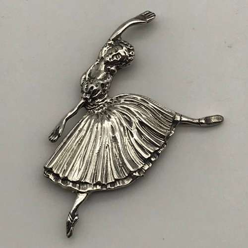 Large Solid Silver `Ballerina` Vintage Brooch