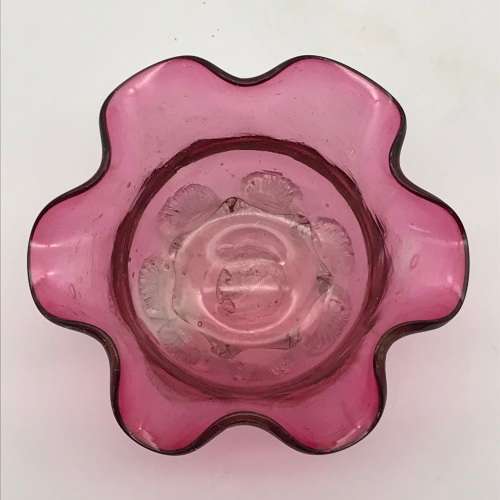 Antique `Cranberry Glass` Trinket Bowl