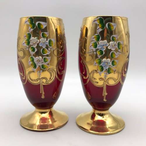 Six Large `Venetian/Murano` Vintage Glasses