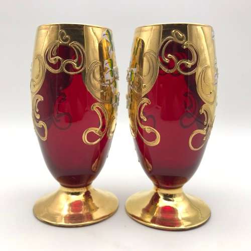 Six Large `Venetian/Murano` Vintage Glasses
