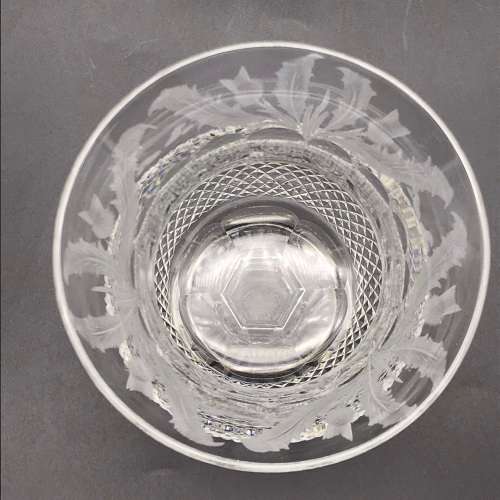Scarce Pair of Thistle `Edinburgh & Leith` Crystal Wine Glasses