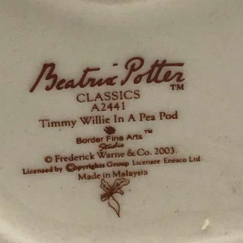 Beatrix Potter `Timmy Willie in a Pea Pod` Figurine