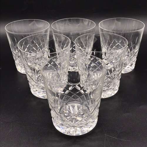 Six Vintage Crystal Whiskey Glasses