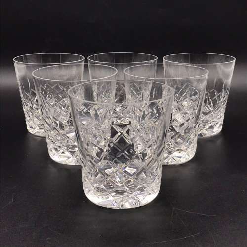 Six Vintage Crystal Whiskey Glasses
