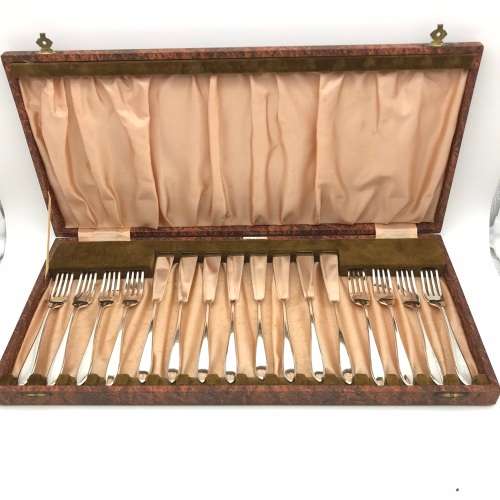 Vintage Silver-Plated Fish Knives & Forks (Cased)