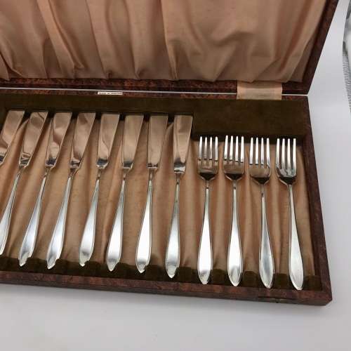 Vintage Silver-Plated Fish Knives & Forks (Cased)