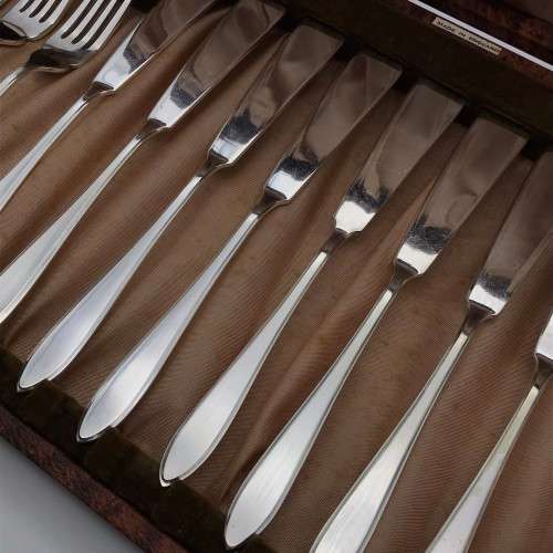Vintage Silver-Plated Fish Knives & Forks (Cased)
