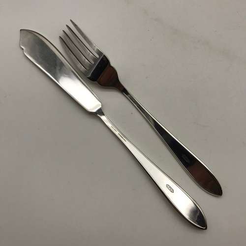 Vintage Silver-Plated Fish Knives & Forks (Cased)