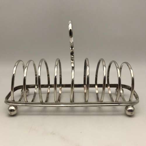 Large Antique Silver-Plated Toast Rack (With Broad Arrow Mark)