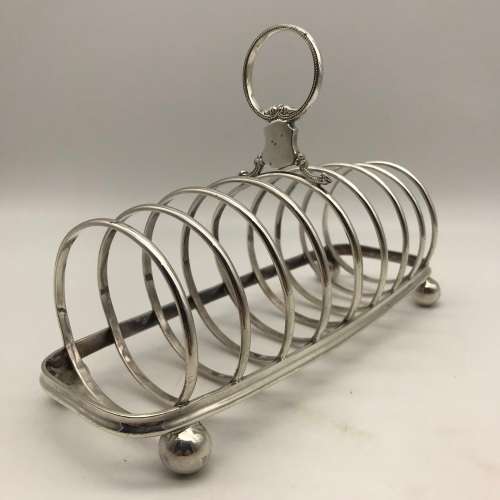 Large Antique Silver-Plated Toast Rack (With Broad Arrow Mark)