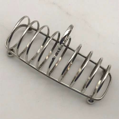 Large Antique Silver-Plated Toast Rack (With Broad Arrow Mark)
