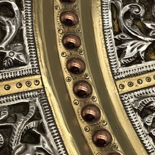 Impressive Early Indian Silver Inlaid Brass Wall Plate