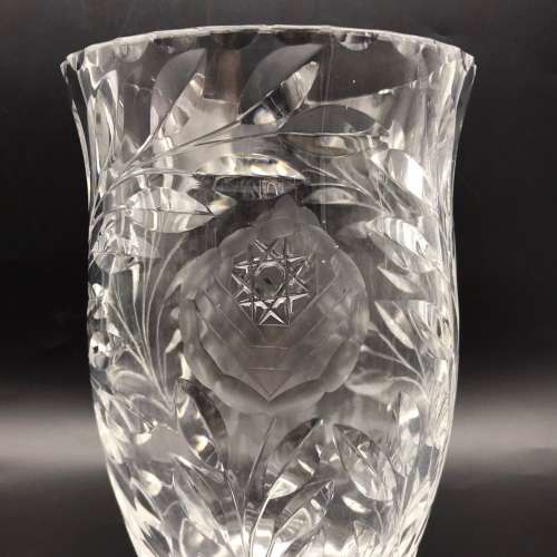 Large Vintage `Rose-Cut` Vase