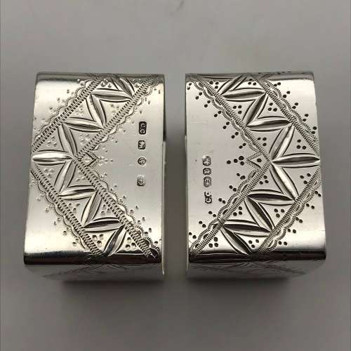 Victorian Pair of Sterling Silver Napkin Rings (Cased) (1890)