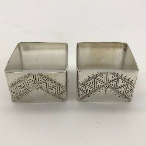 Victorian Pair of Sterling Silver Napkin Rings (Cased) (1890)