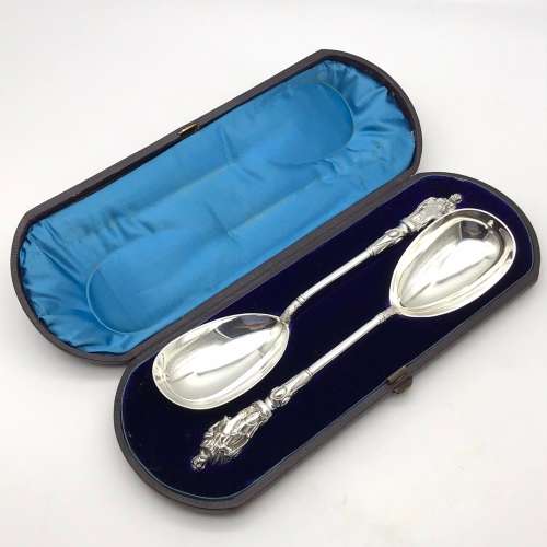 Victorian Silver-Plate `Apostle` Serving Spoons (Cased)