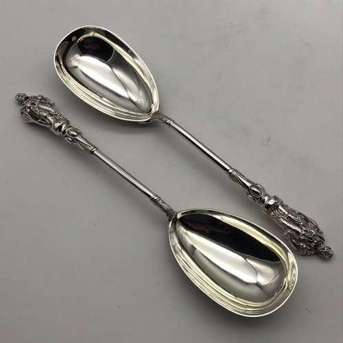 Victorian Silver-Plate `Apostle` Serving Spoons (Cased)
