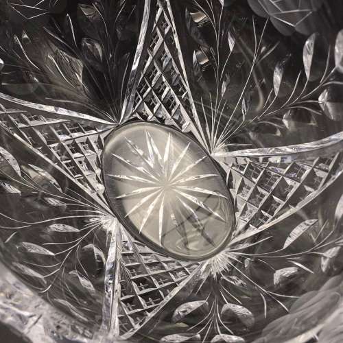 Large Attractive `Rose-Cut` Vintage Crystal Basket