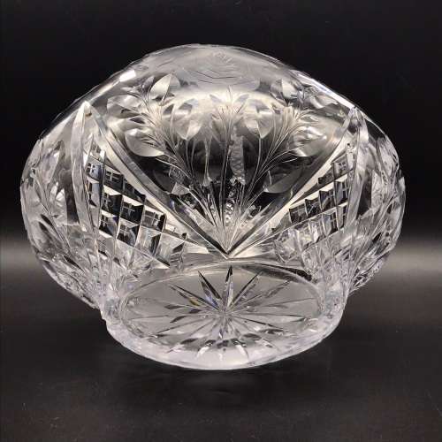 Large Attractive `Rose-Cut` Vintage Crystal Basket