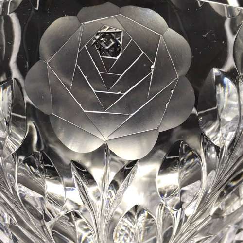 Large Attractive `Rose-Cut` Vintage Crystal Basket