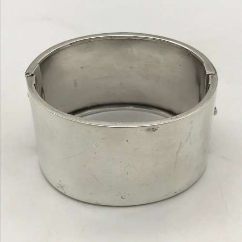 Antique Sterling Silver & Gold Wide Bangle
