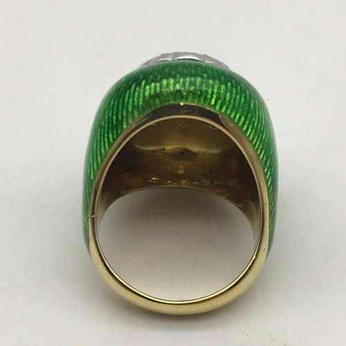 18ct Gold, Diamond & Enamel Dome Ring (V. R106 400)