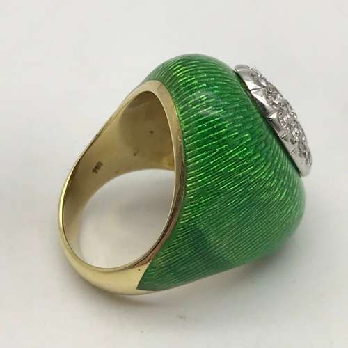 18ct Gold, Diamond & Enamel Dome Ring (V. R106 400)