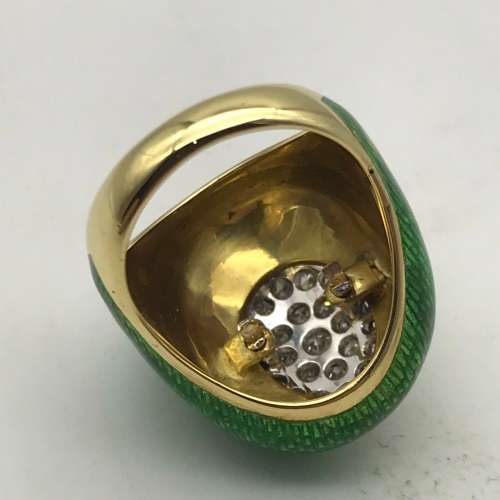 18ct Gold, Diamond & Enamel Dome Ring (V. R106 400)