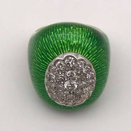 18ct Gold, Diamond & Enamel Dome Ring (V. R106 400)