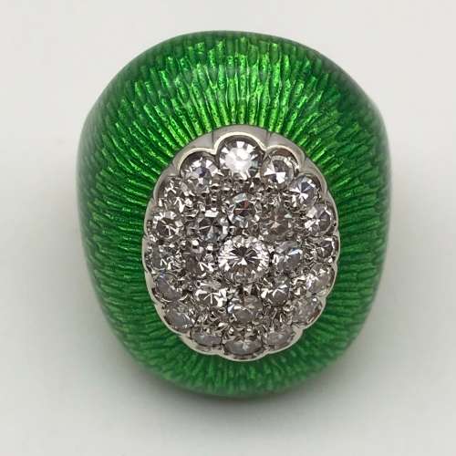 18ct Gold, Diamond & Enamel Dome Ring (V. R106 400)