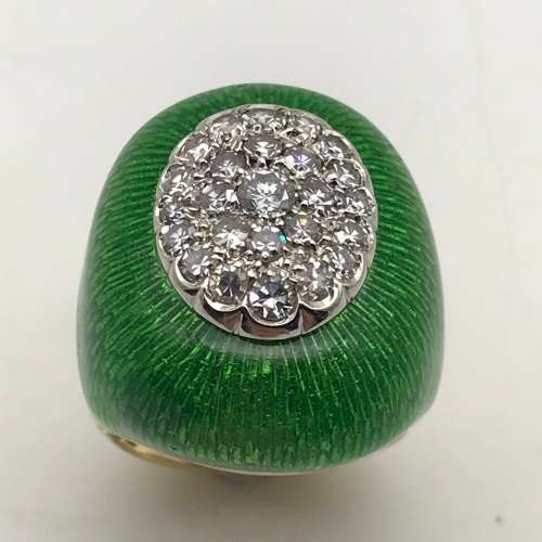 18ct Gold, Diamond & Enamel Dome Ring (V. R106 400)