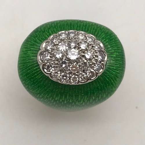18ct Gold, Diamond & Enamel Dome Ring (V. R106 400)