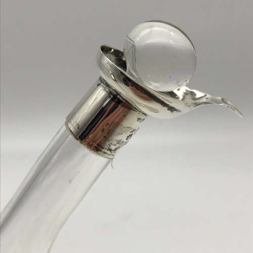 Unusual Antique Conjoined Oil & Vinegar Bottle with Silver Mounts