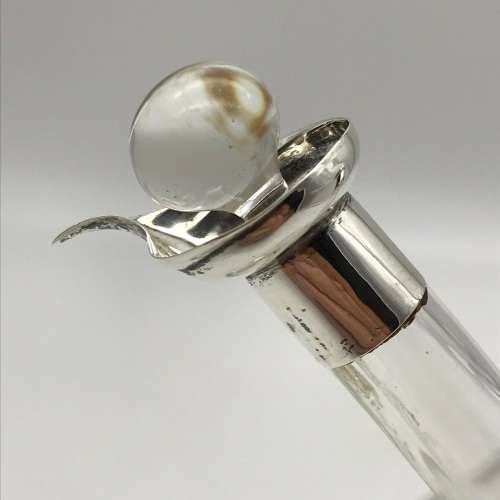 Unusual Antique Conjoined Oil & Vinegar Bottle with Silver Mounts