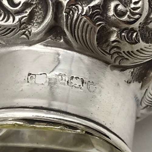 Antique Silver & Cut Crystal Perfume Bottle (1915)