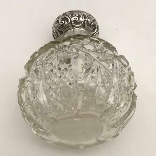 Large Antique Silver & Crystal Scent Bottle (1903)