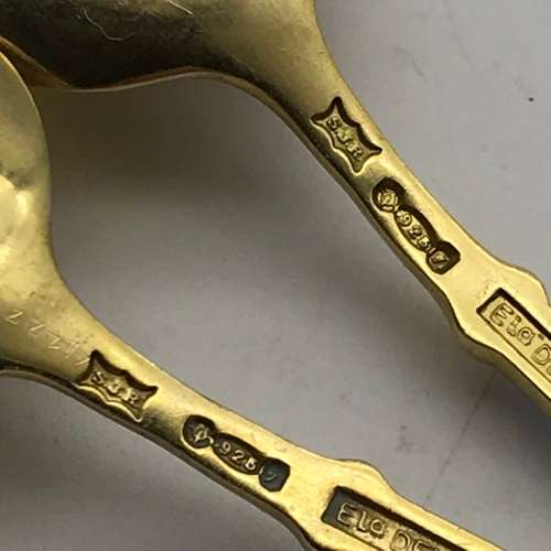 Danish Silver & Enamel Boxed Spoons (ELa - Denmark) (Asprey`s)