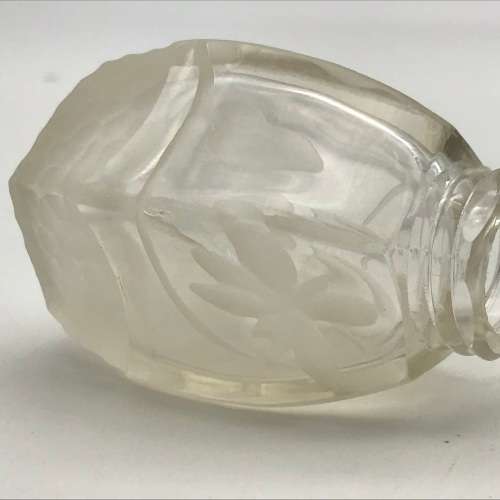 Antique Sterling Silver & Floral Etched Crystal Scent Bottle
