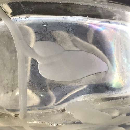 Antique Sterling Silver & Floral Etched Crystal Scent Bottle