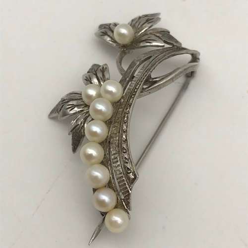 Vintage Sterling Silver & Pearl Brooch