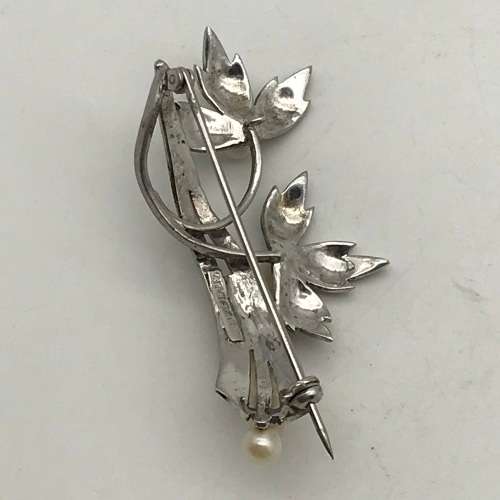 Vintage Sterling Silver & Pearl Brooch